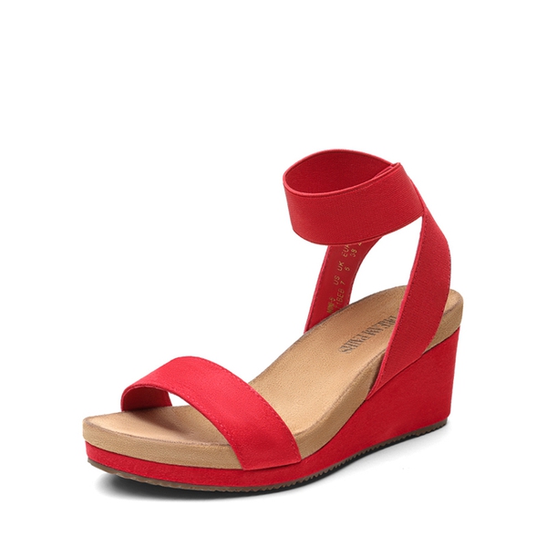 Comfortable Ankle Strap Platform Wedge Sandals - RED -  0