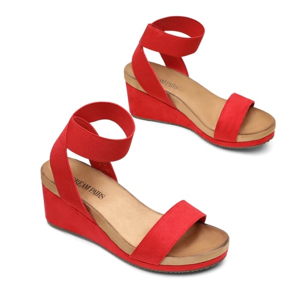 Comfortable Ankle Strap Platform Wedge Sandals - RED - 2