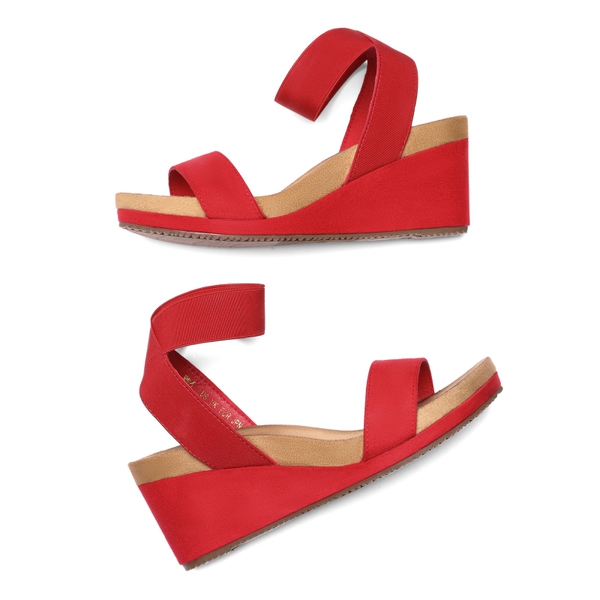 Comfortable Ankle Strap Platform Wedge Sandals - RED - 3