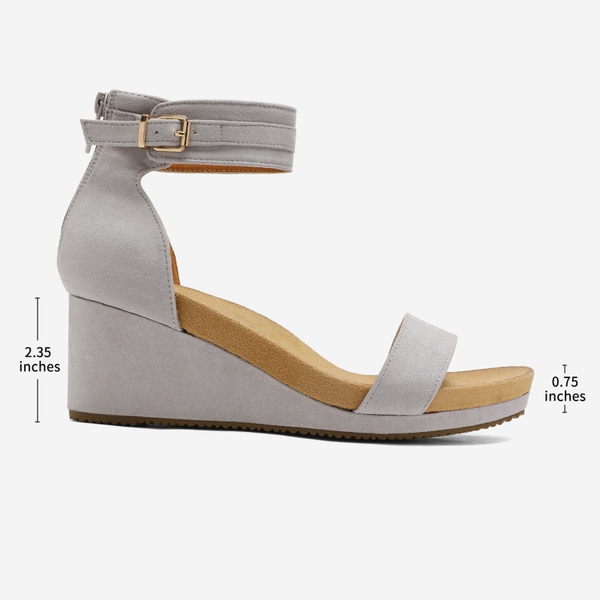 Ankle Strap Platform Wedge Heel Sandals - GREY - 1