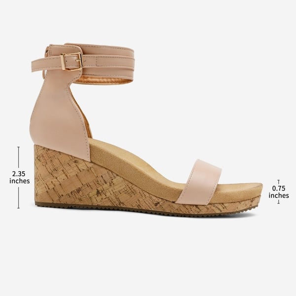 Ankle Strap Platform Wedge Heel Sandals - NUDE - 1
