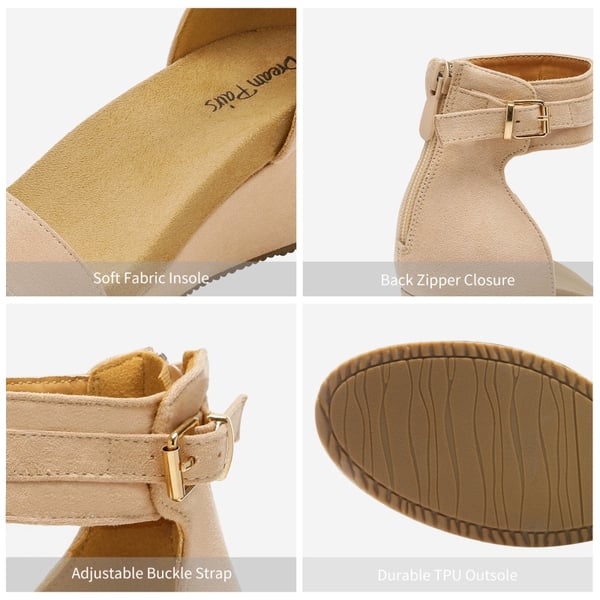 Ankle Strap Platform Wedge Heel Sandals - NUDE - 3