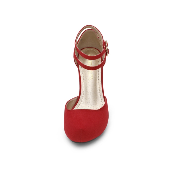 Double Ankle Strap Heel Pumps - RED - 2