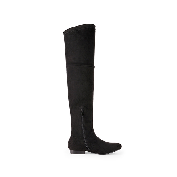 Flat Thigh High Boots - BLACK - 1