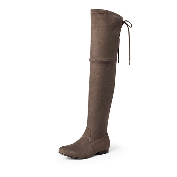 Flat Thigh High Boots - KHAKI -  0