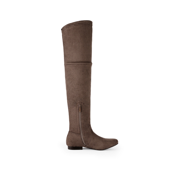 Flat Thigh High Boots - KHAKI - 1
