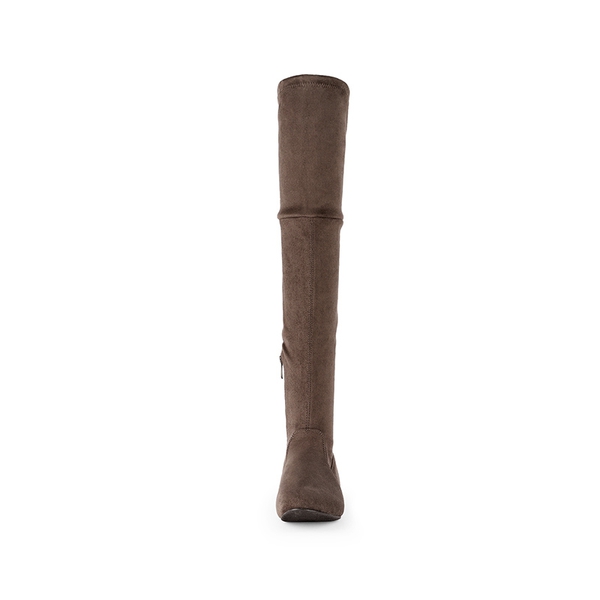 Flat Thigh High Boots - KHAKI - 3