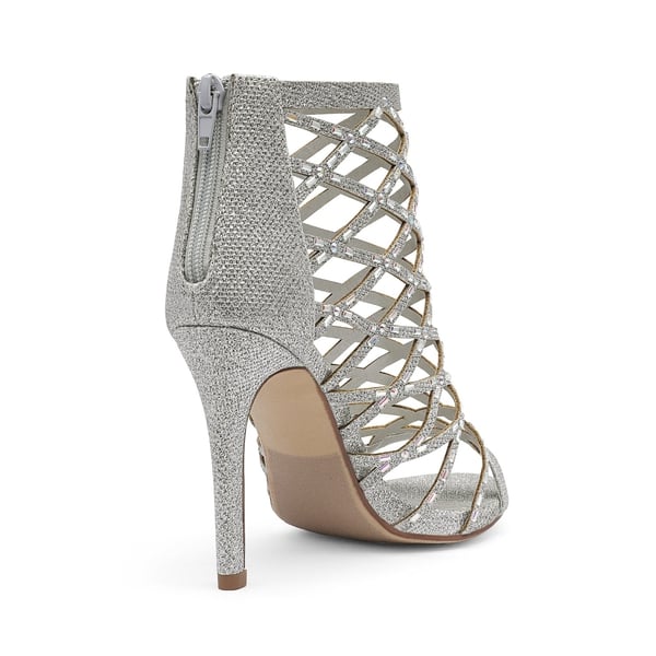 Strappy Stiletto Rhinestone Sandals - SILVER - 2
