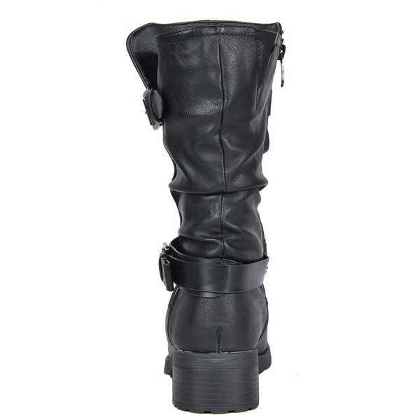 Faux Fur Mid Calf Winter Riding Boots - BLACK - 3