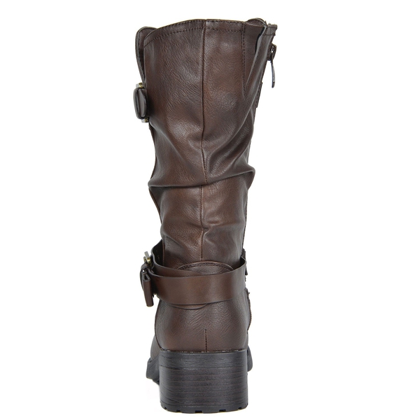 Faux Fur Mid Calf Winter Riding Boots - BROWN - 3