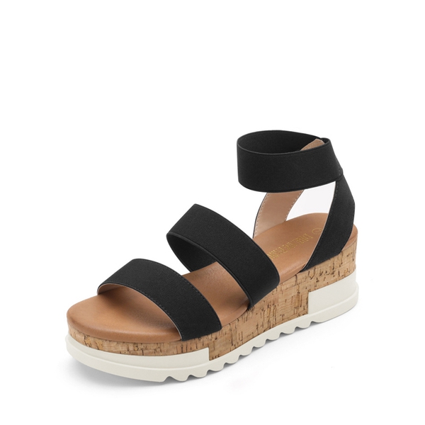 Platform Ankle Strap Sandals - BLACK -  0