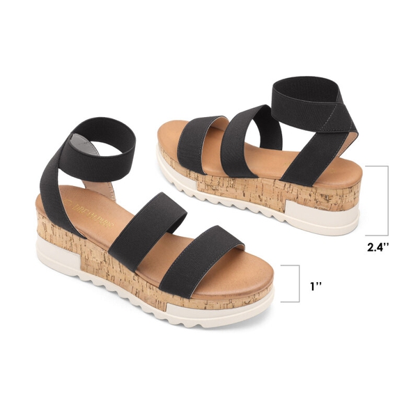 Platform Ankle Strap Sandals - BLACK - 4