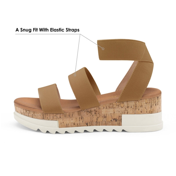 Platform Ankle Strap Sandals - CAMEL - 3