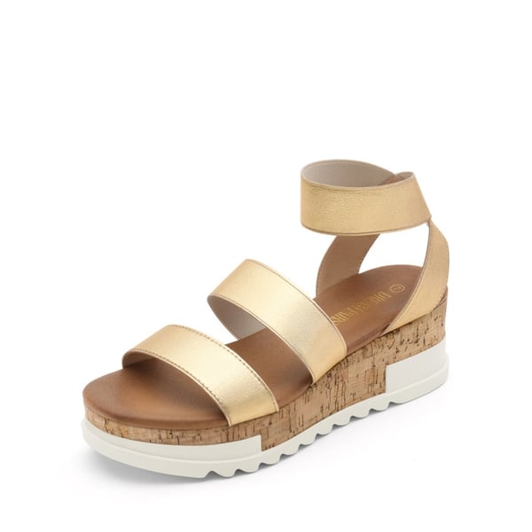 Platform Ankle Strap Sandals - GOLD -  0