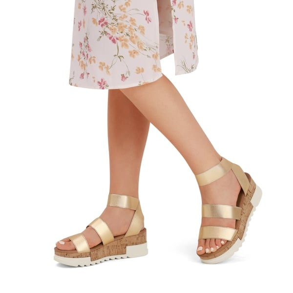 Platform Ankle Strap Sandals - GOLD - 1