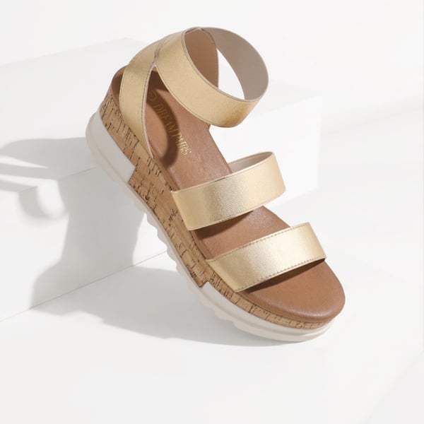 Platform Ankle Strap Sandals - GOLD - 2