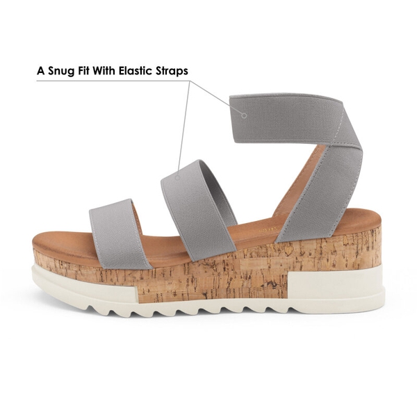 Platform Ankle Strap Sandals - GREY - 3