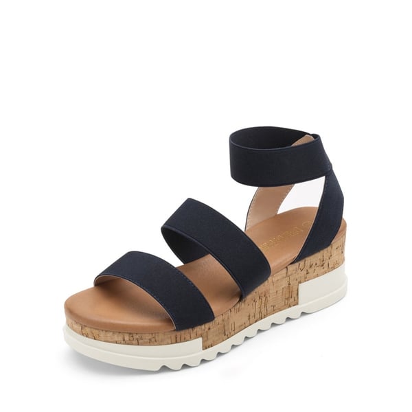 Platform Ankle Strap Sandals - NAVY -  0