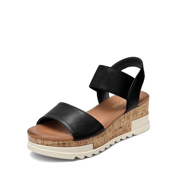 Ankle Strap Platform Sandals - BLACK -  0