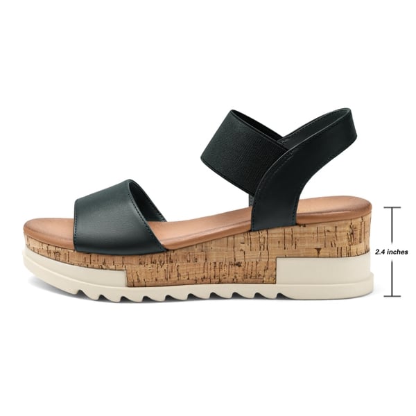 Ankle Strap Platform Sandals - BLACK - 1