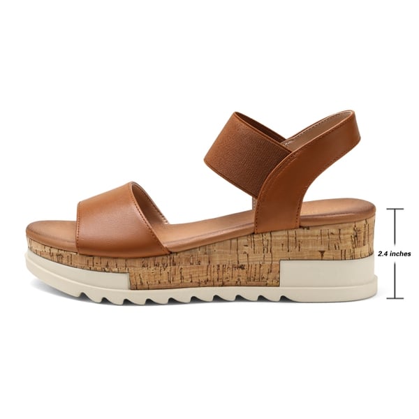 Ankle Strap Platform Sandals - CAMEL - 1