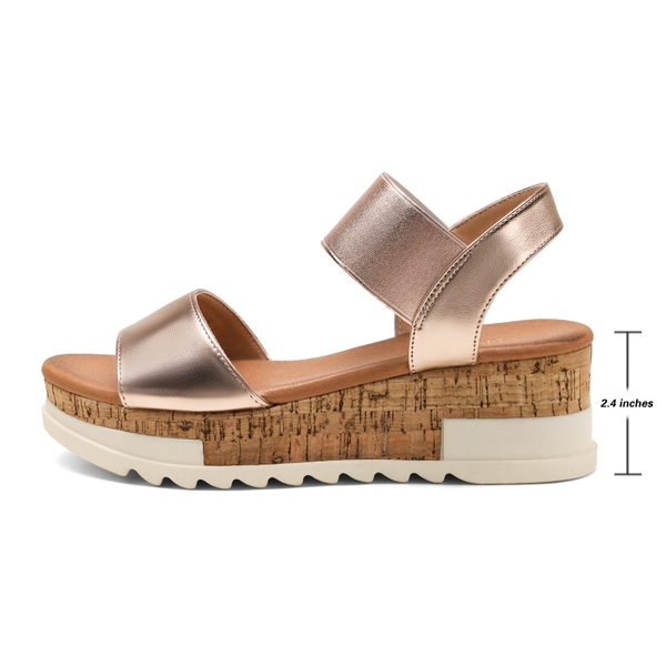 Ankle Strap Platform Sandals - CHAMPAGNE - 1