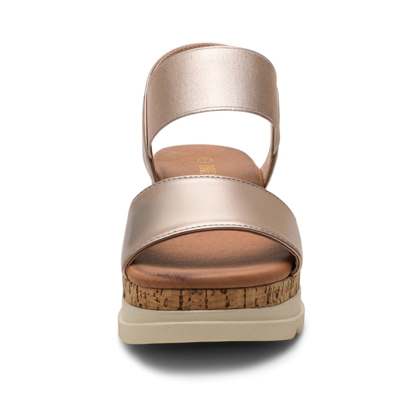 Ankle Strap Platform Sandals - CHAMPAGNE - 3
