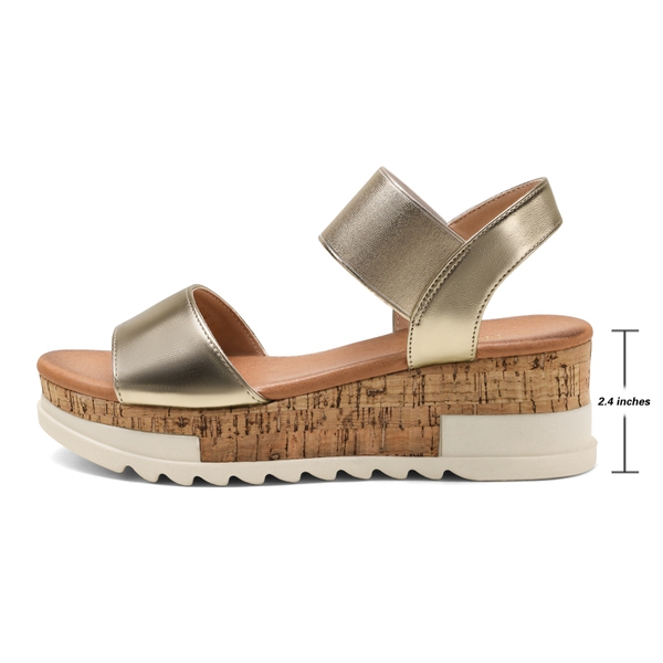 Ankle Strap Platform Sandals - GOLD - 1