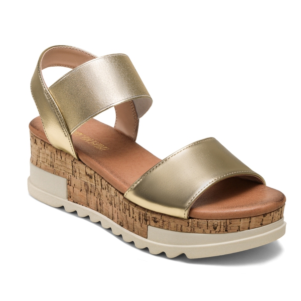 Ankle Strap Platform Sandals - GOLD - 2