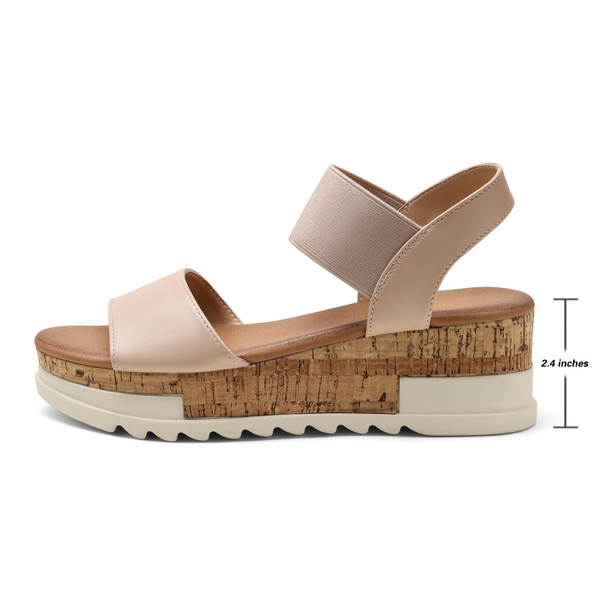 Ankle Strap Platform Sandals - NUDE - 1