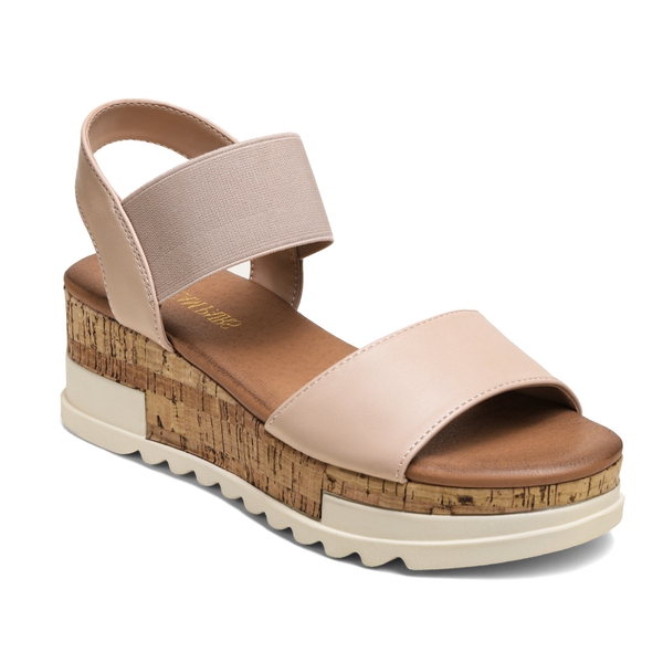 Ankle Strap Platform Sandals - NUDE - 2