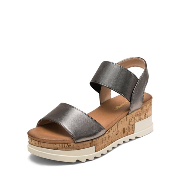 Ankle Strap Platform Sandals - PEWTER -  0