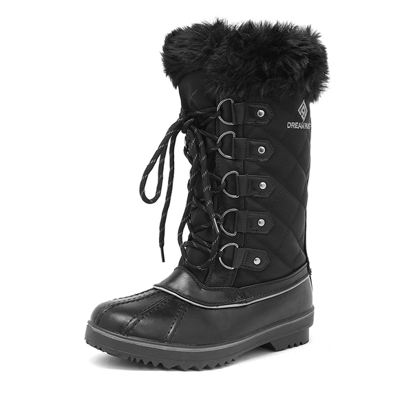 Mid-Calf Fur Snow Boots - BLACK -  0