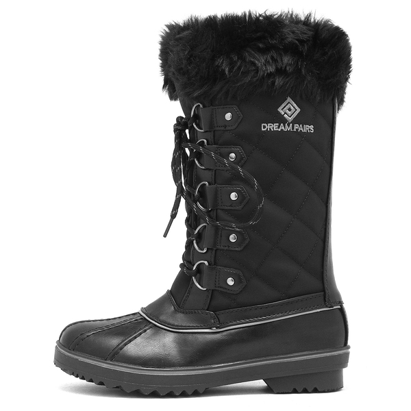 Mid-Calf Fur Snow Boots - BLACK - 1