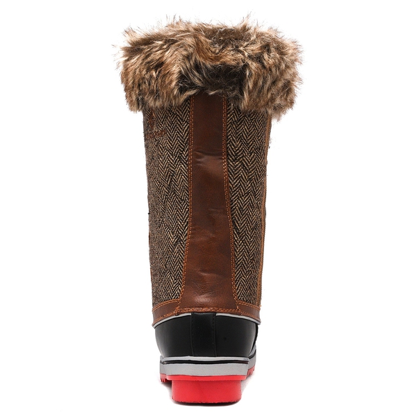 Mid-Calf Fur Snow Boots - BROWN - 4