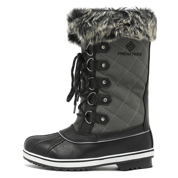Mid-Calf Fur Snow Boots - GREY - 1