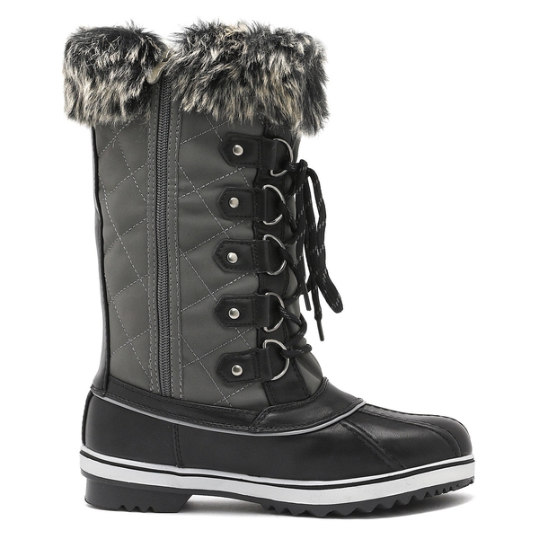 Mid-Calf Fur Snow Boots - GREY - 2