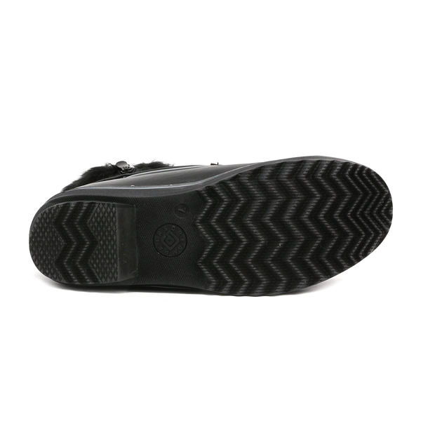Mid Calf Faux Snow Boots - BLACK - 5