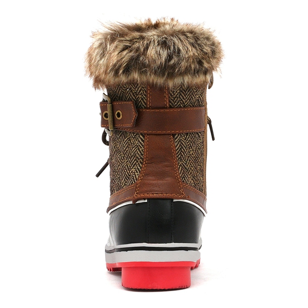 Mid Calf Faux Snow Boots - BROWN - 4