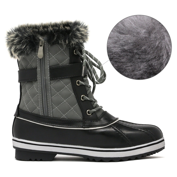 Mid Calf Faux Snow Boots - GREY - 3