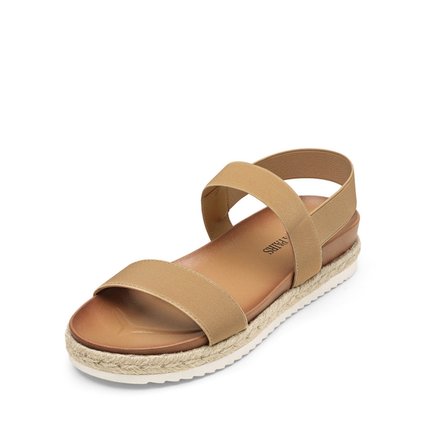 Open Toe Strap Espadrille Platform Sandals - CAMEL -  0