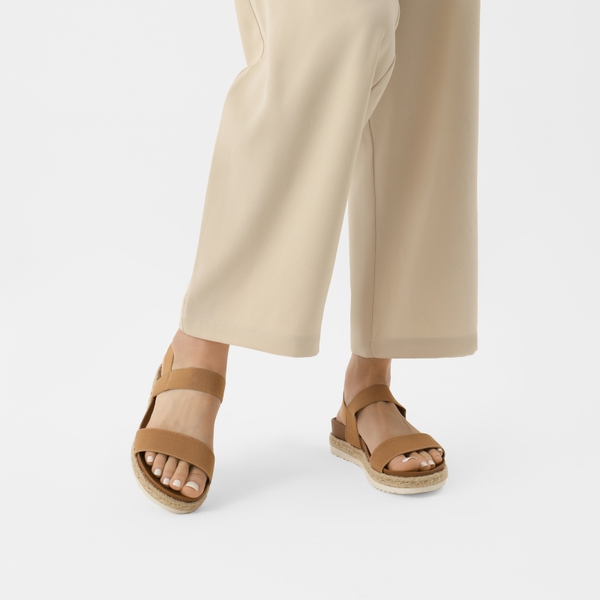 Open Toe Strap Espadrille Platform Sandals - CAMEL - 1