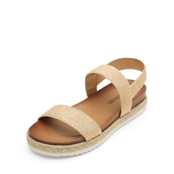 Open Toe Strap Espadrille Platform Sandals - GOLD -  0