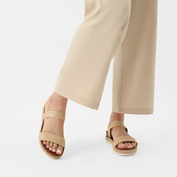 Open Toe Strap Espadrille Platform Sandals - GOLD - 1