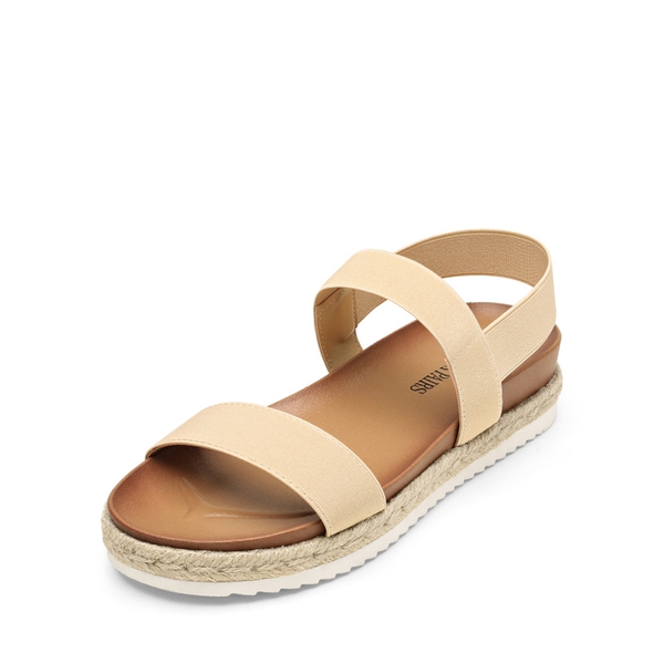 Open Toe Strap Espadrille Platform Sandals - NUDE -  0