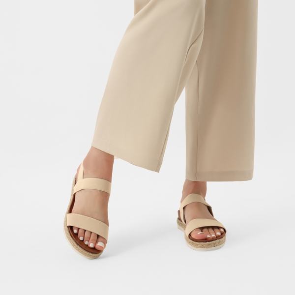 Open Toe Strap Espadrille Platform Sandals - NUDE - 1