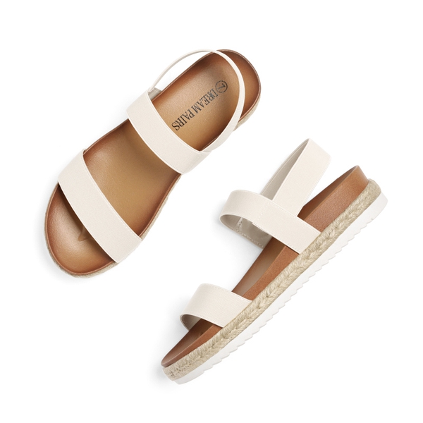 Open Toe Strap Espadrille Platform Sandals - WHITE - 2