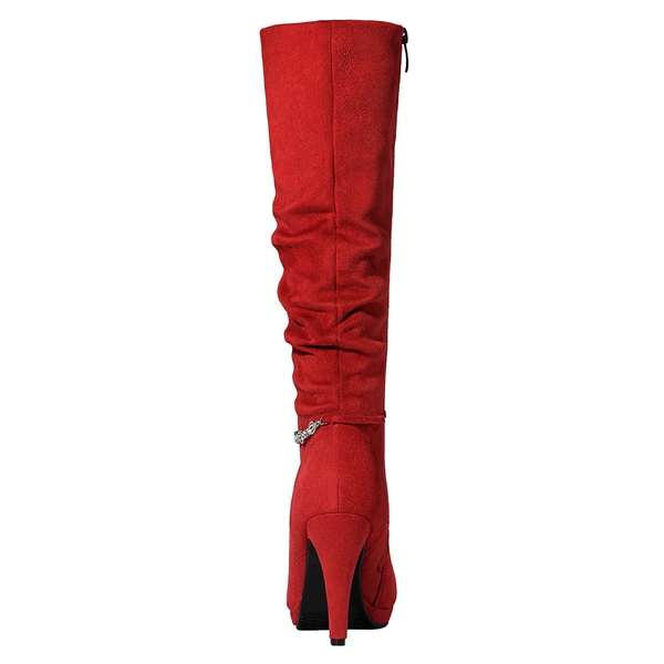 Knee High Heeled Boots - RED - 4