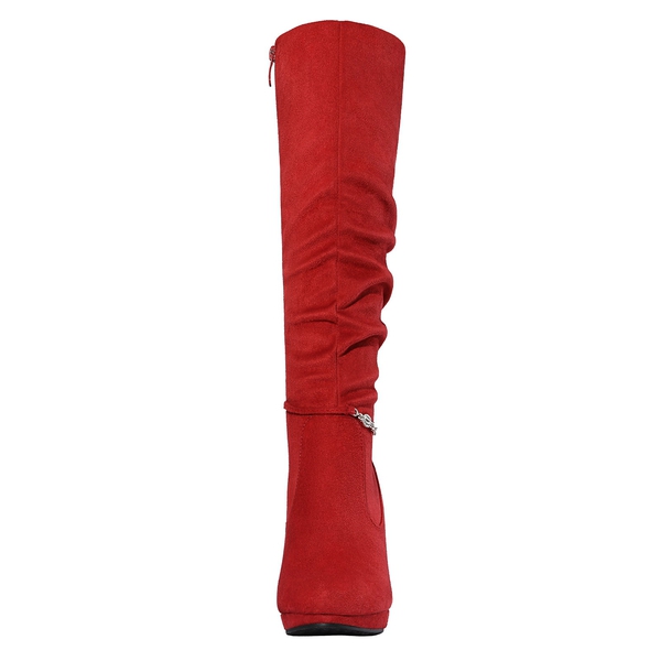 Knee High Heeled Boots - RED - 5