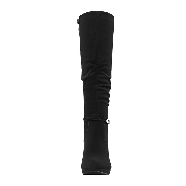 Knee High Platform Heel Boots - BLACK - 3